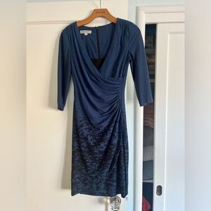 Kay Unger~Beautiful navy/black mid-length, fully-lined, business/cocktail dress.